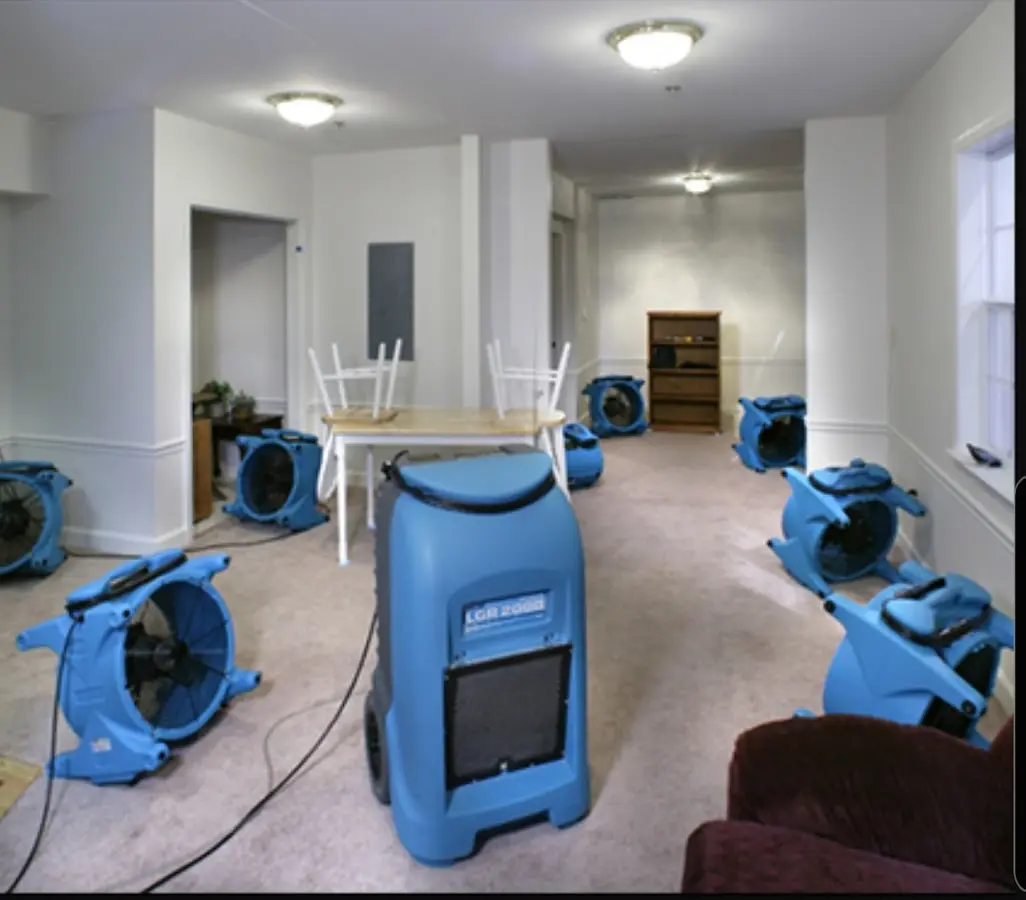 Air movers and dehumidifier setup for Water Damage Restoration in Lincolnia